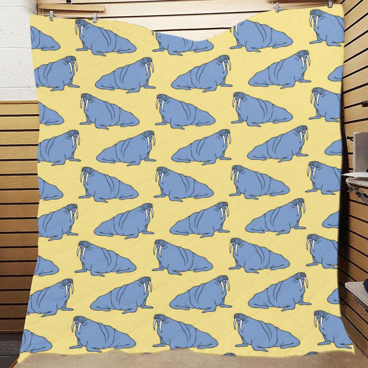 Walrus Pattern Print Design 02 Premium Quilt