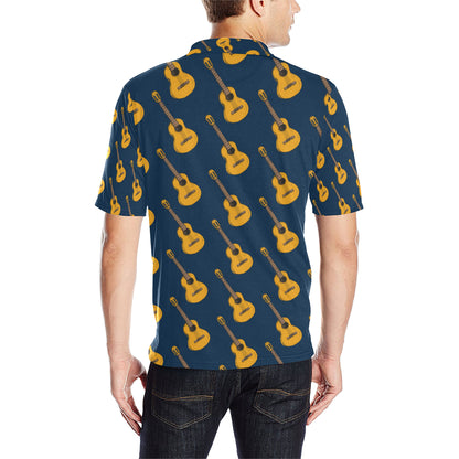 Acoustic Guitar Pattern Print Design 04 Men Polo Shirt