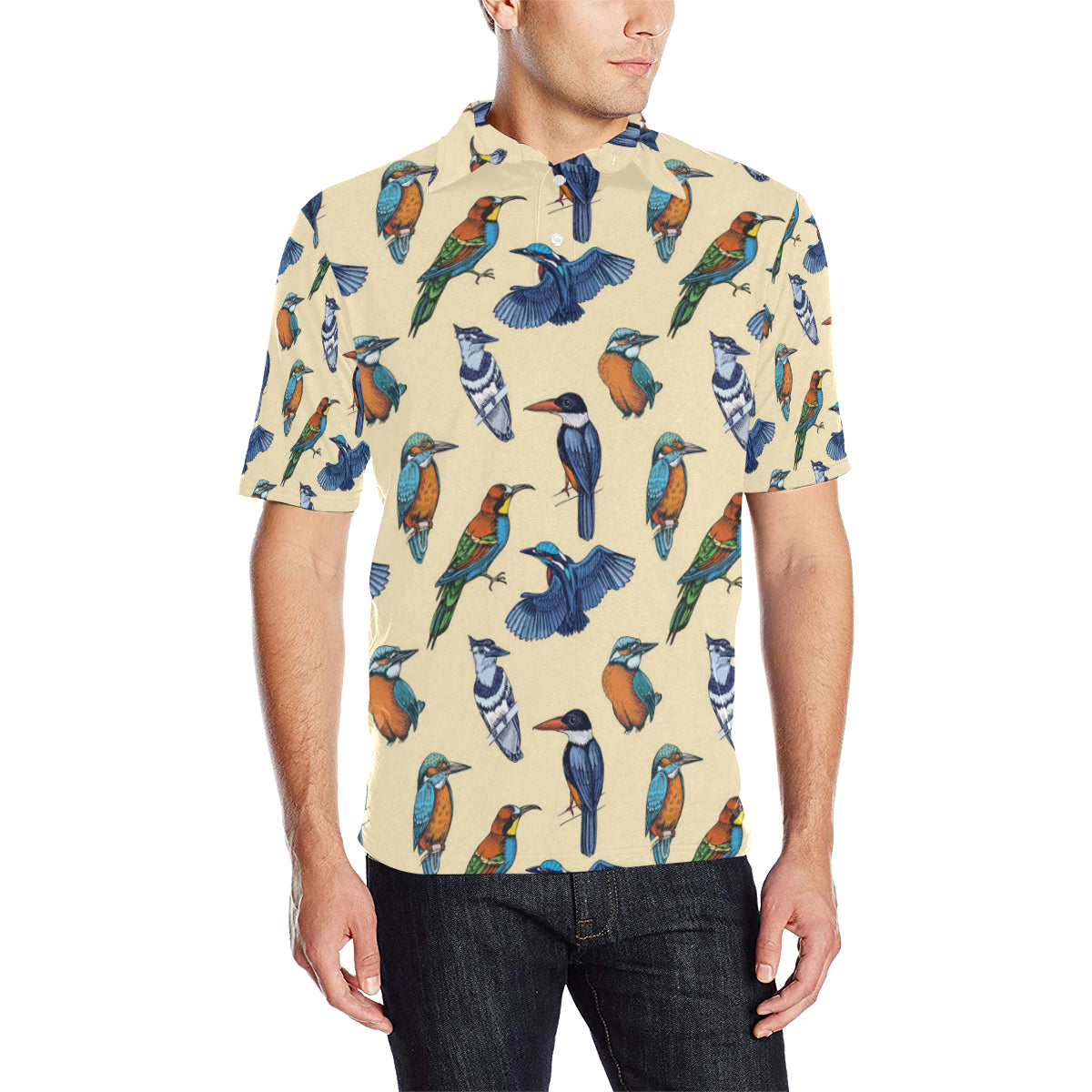 Kingfisher Bird Pattern Print Design 04 Men Polo Shirt