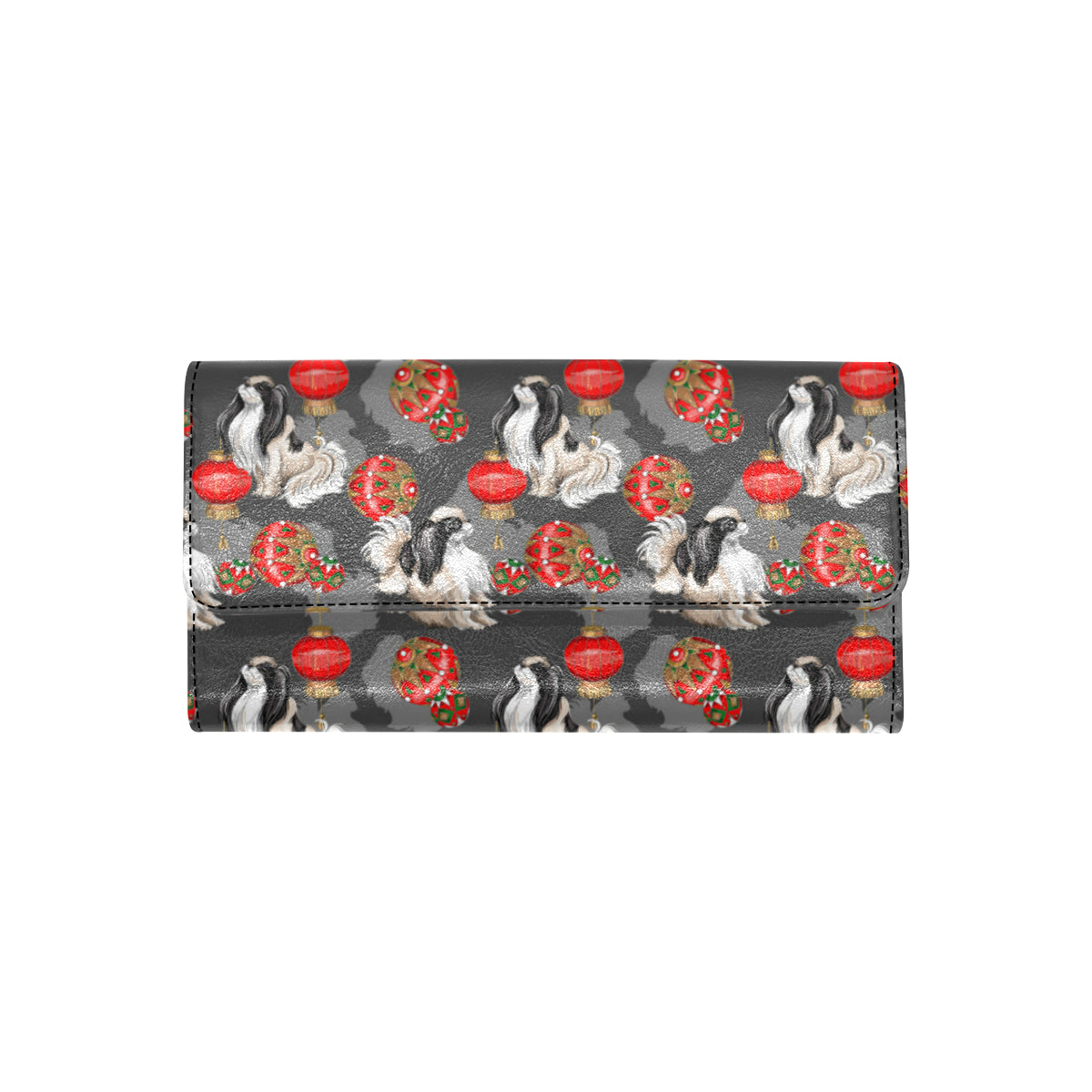 Japanese Chin Pattern Print Design 02 Women's Trifold Wallet