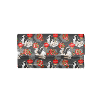 Japanese Chin Pattern Print Design 02 Women's Trifold Wallet