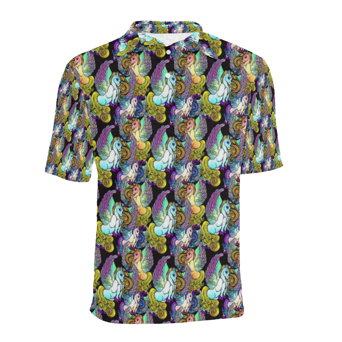Unicorn With Wings Print Pattern Men Polo Shirt