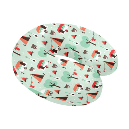 Camper Tent Pattern Print Design 01 U-Shaped Travel Neck Pillow