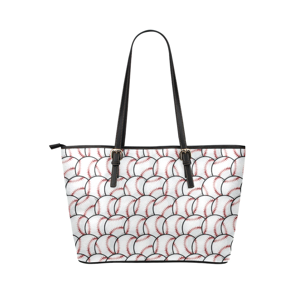 Baseball Pattern Leather Tote Bag