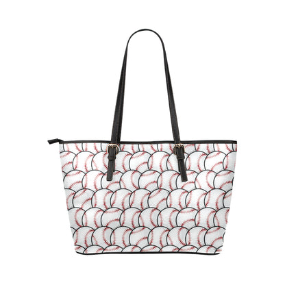 Baseball Pattern Leather Tote Bag