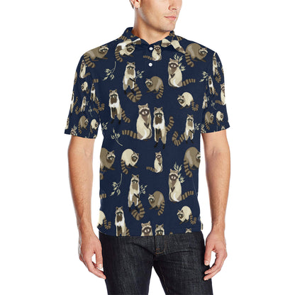 Raccoon Pattern Print Design A06 Men Polo Shirt