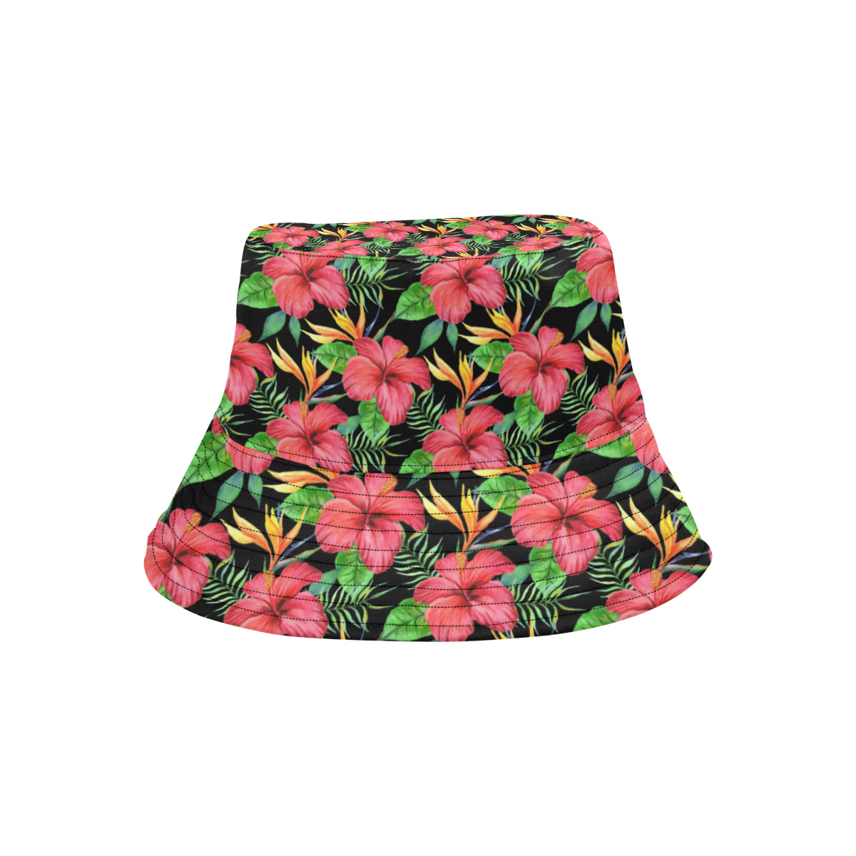 Red Hibiscus Pattern Print Design HB07 Unisex Bucket Hat