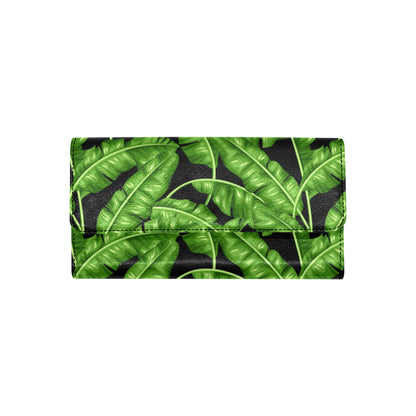 Banana Leaf Pattern Print Design BL01 Women's Trifold Wallet