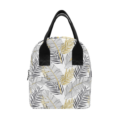 Gold Glitter Tropical Palm Leaves Insulated Lunch Bag