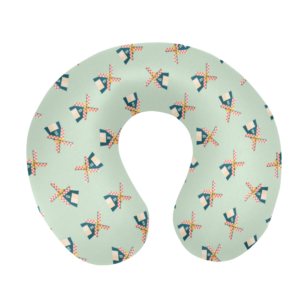 Windmill Pattern Print Design 02 U-Shaped Travel Neck Pillow