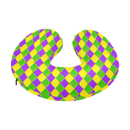 Mardi Gras Pattern Print Design 01 U-Shaped Travel Neck Pillow
