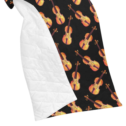 Violin Pattern Print Design 04 Premium Quilt