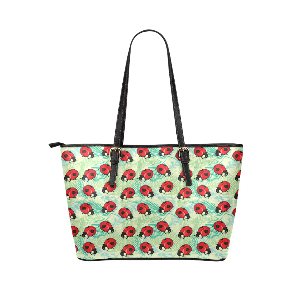 Ladybug Cute Print Pattern Leather Tote Bag