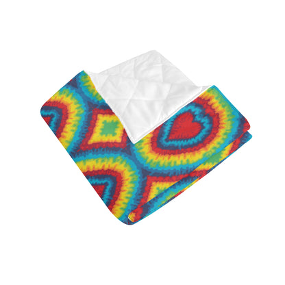 Tie Dye Heart shape Premium Quilt