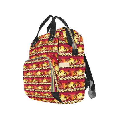 Hawaiian Tropical Sunset Hibiscus Print Diaper Bag Backpack