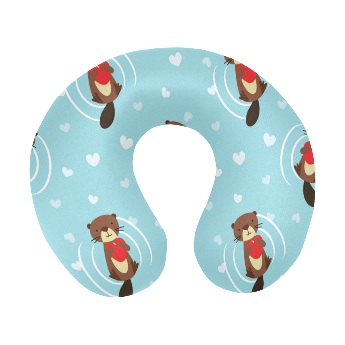 Sea Otter Cute Pattern Print Design 04 U-Shaped Travel Neck Pillow