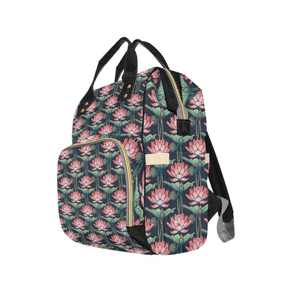 Water Lily Pattern Print Design WL03 Diaper Bag Backpack
