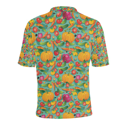 Vegan Colorful Themed Design Print Men Polo Shirt