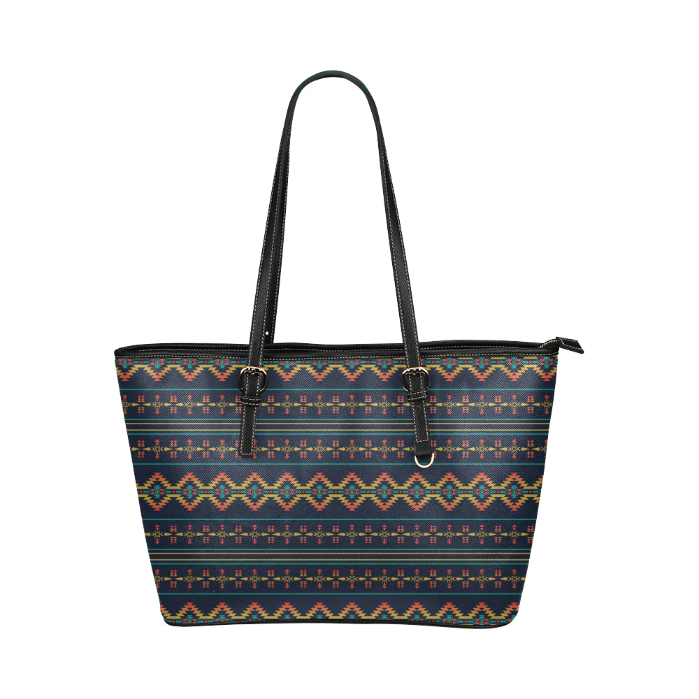 Southwest American Design Themed Print Leather Tote Bag