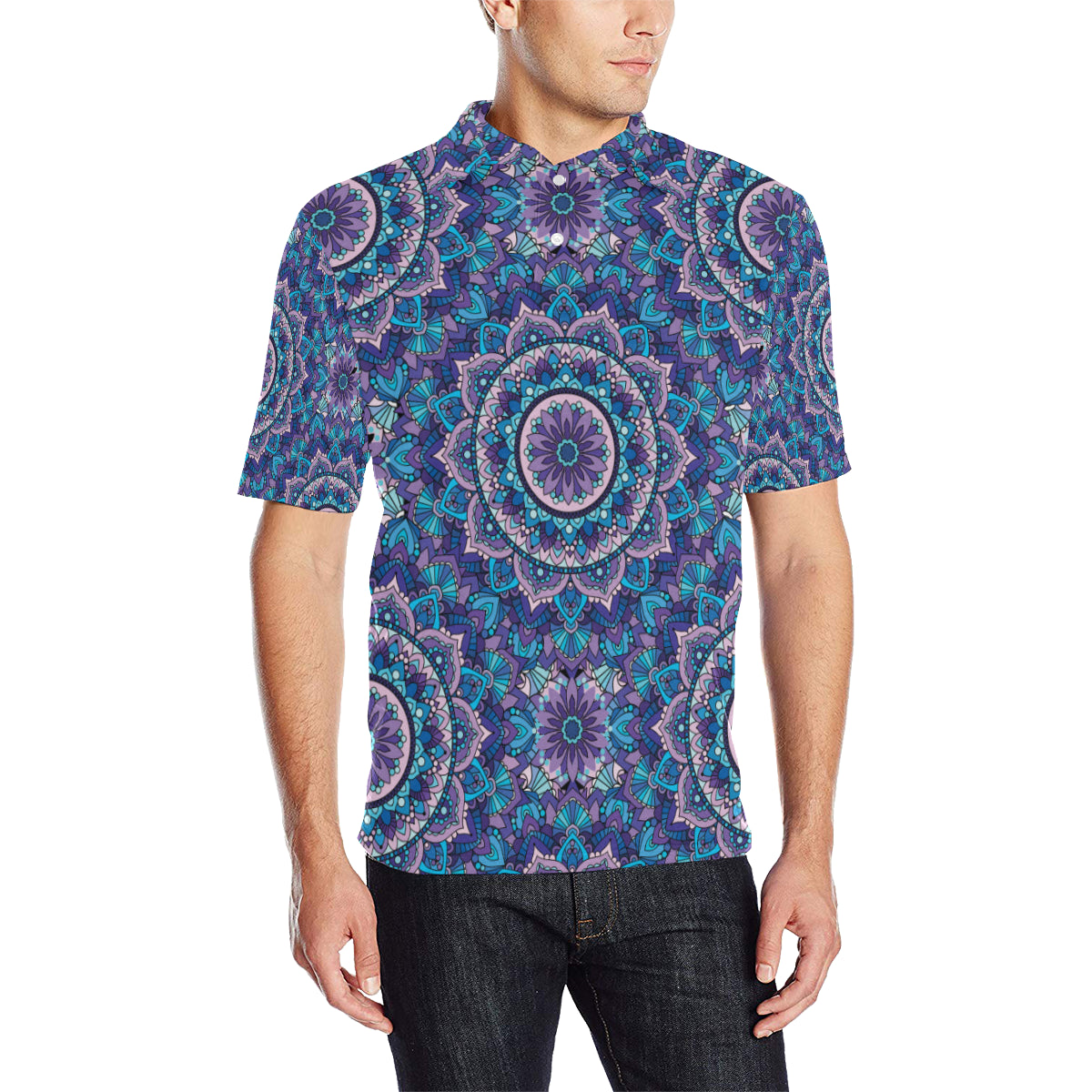 Mandala Pattern Print Design 04 Men Polo Shirt