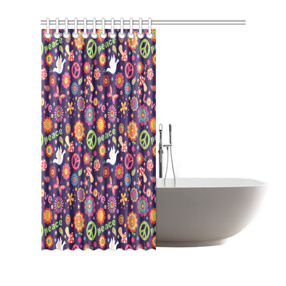 Flower Power Peace Design Print Shower Curtain