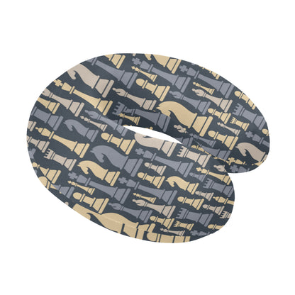 Chess Pattern Print Design 04 U-Shaped Travel Neck Pillow