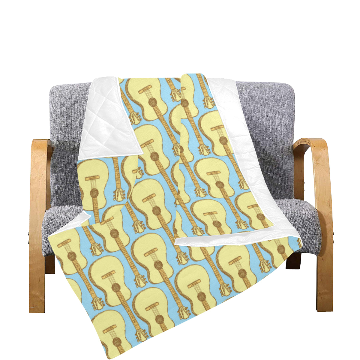 Acoustic Guitar Pattern Print Design 03 Premium Quilt