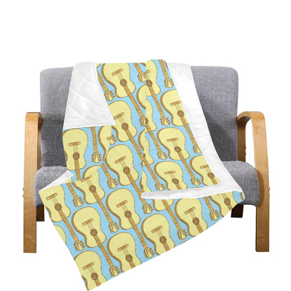 Acoustic Guitar Pattern Print Design 03 Premium Quilt