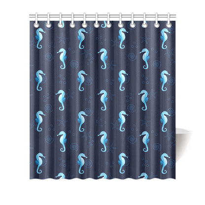 SeaHorse Blue neon Pattern Print Design 03 Shower Curtain