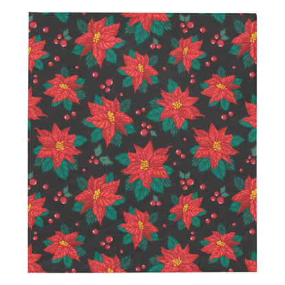 Poinsettia Pattern Print Design POT07 Premium Quilt