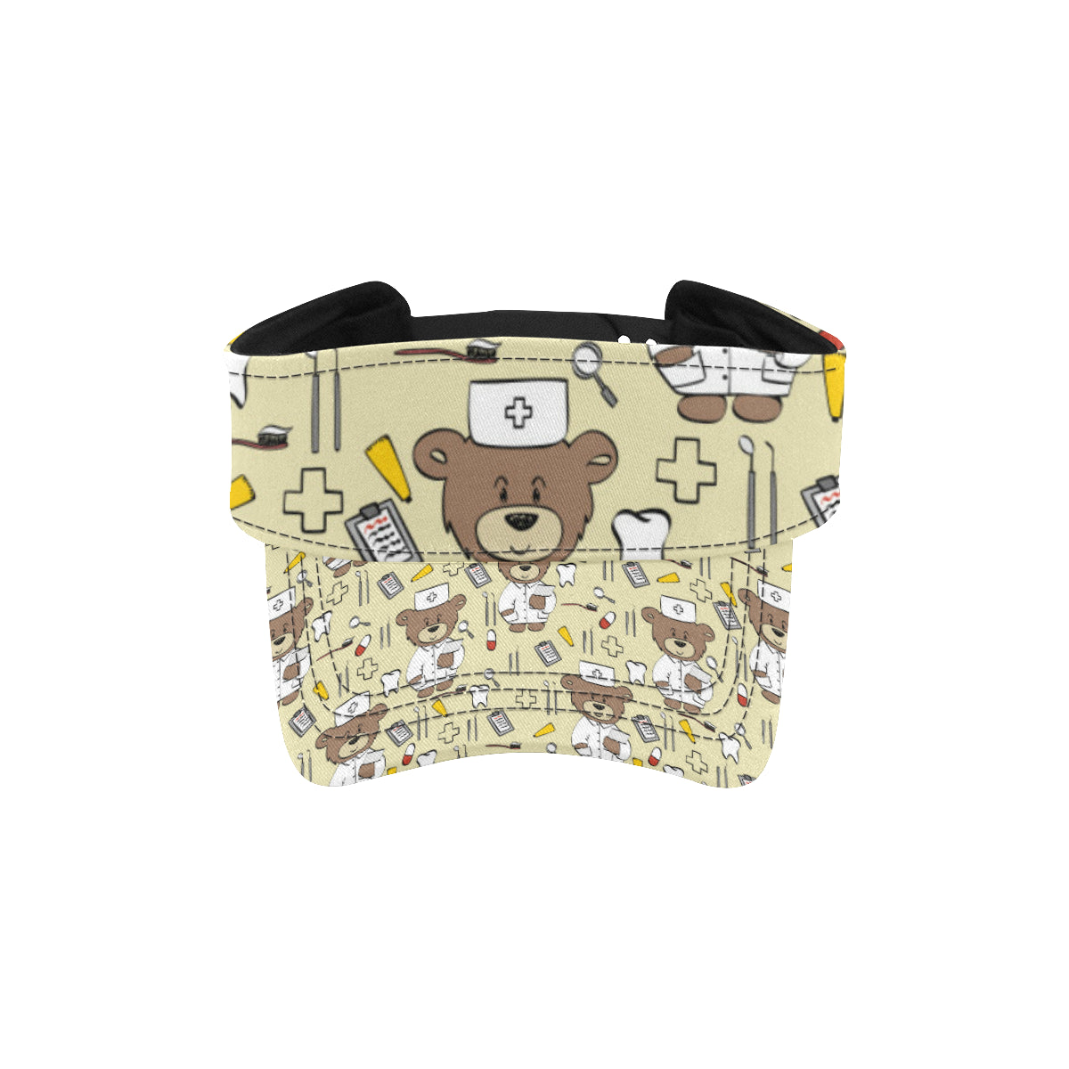 Nurse Bear Pattern Print Design A02 Unisex Sun Visor