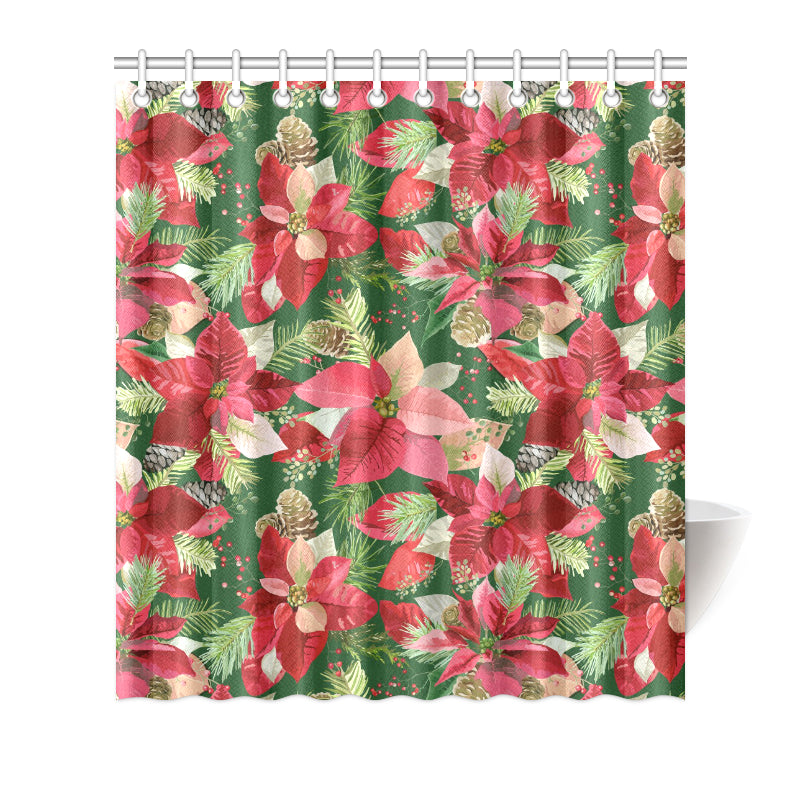 Poinsettia Pattern Print Design POT03 Shower Curtain
