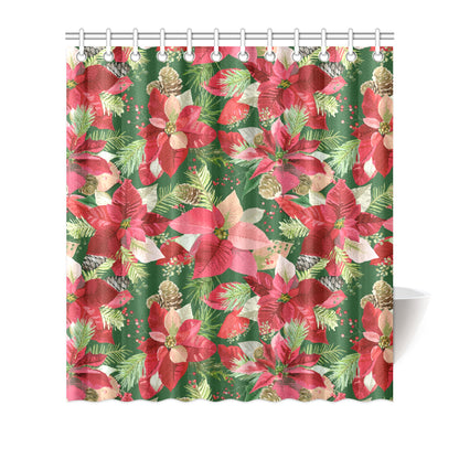 Poinsettia Pattern Print Design POT03 Shower Curtain