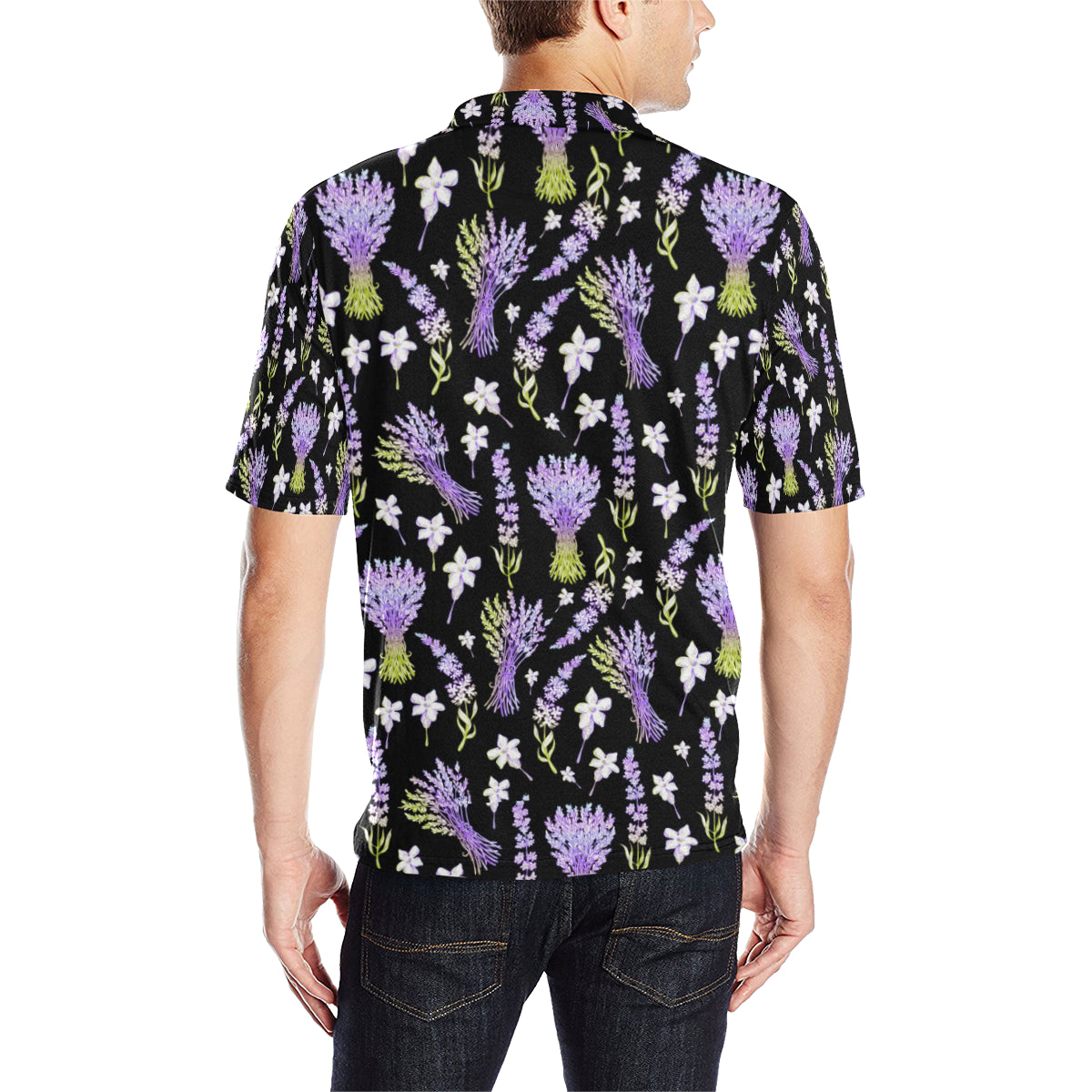 Lavender Pattern Print Design LV04 Men Polo Shirt