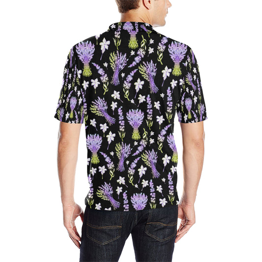 Lavender Pattern Print Design LV04 Men Polo Shirt