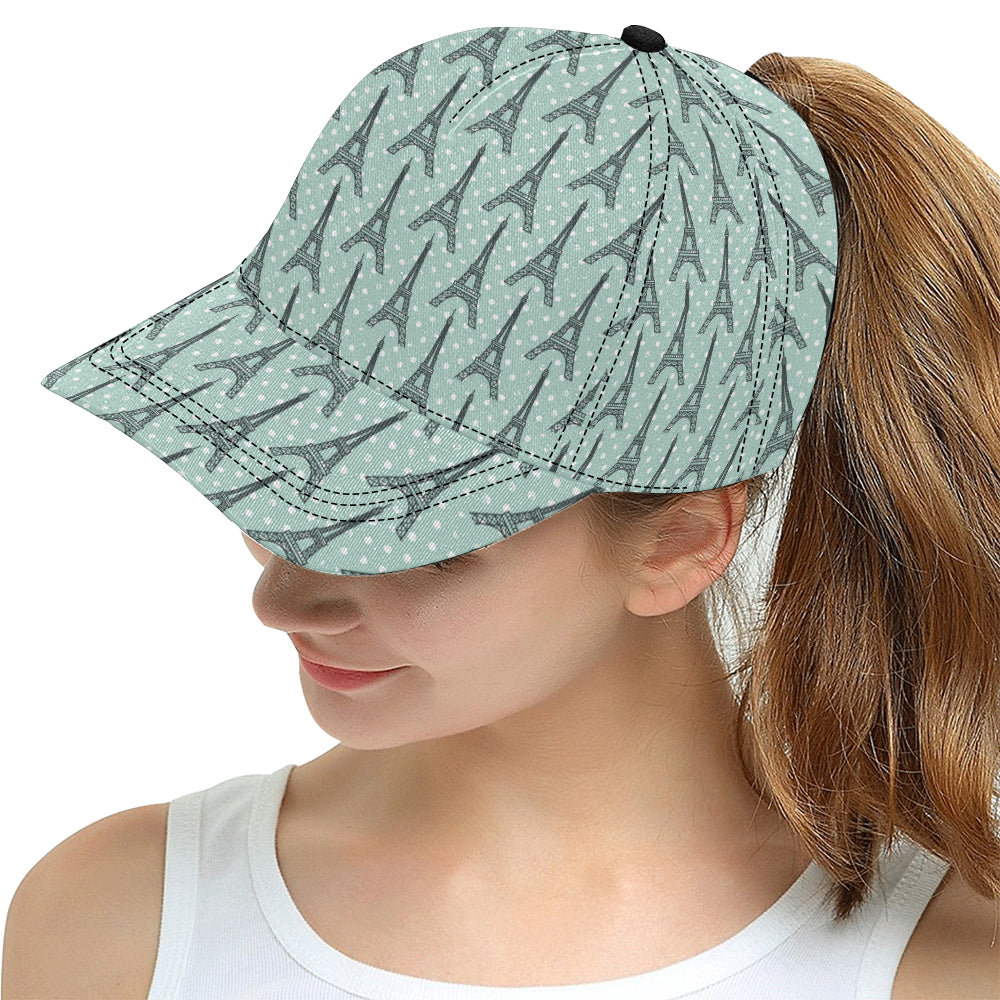 Eiffel Tower Polka Dot Print Snapback Cap