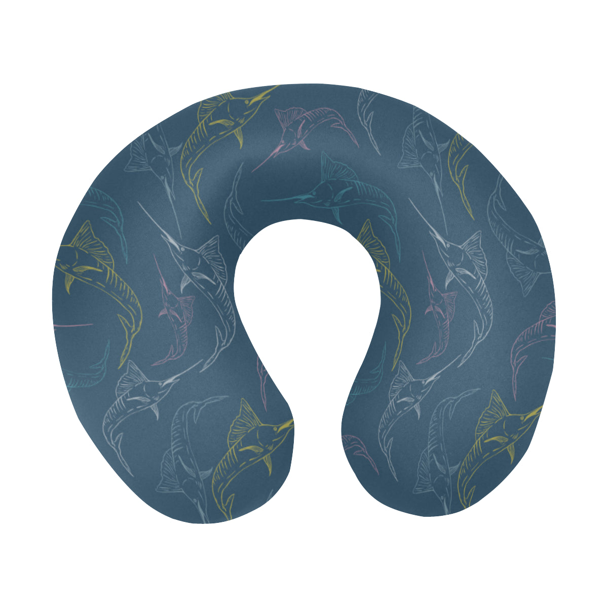 Swordfish Pattern Print Design 02 U-Shaped Travel Neck Pillow