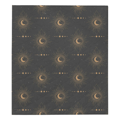 Moon Boho Pattern Print Design 02 Premium Quilt