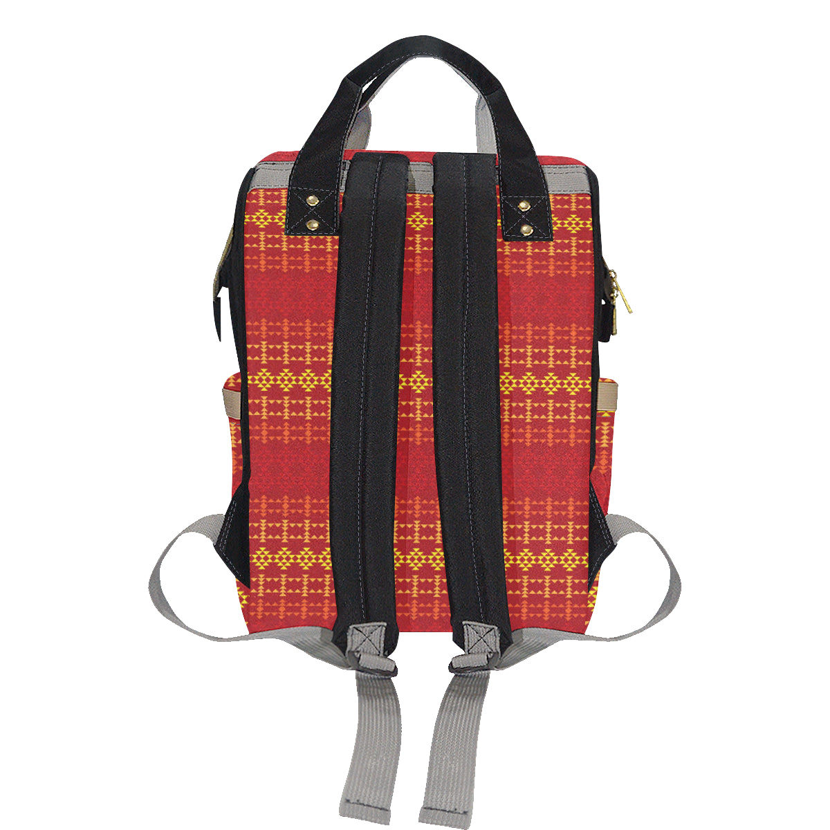 Southwest Red Gold Design Themed Print Diaper Bag Backpack
