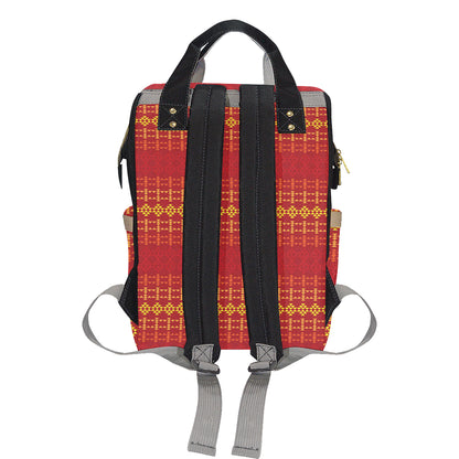 Southwest Red Gold Design Themed Print Diaper Bag Backpack