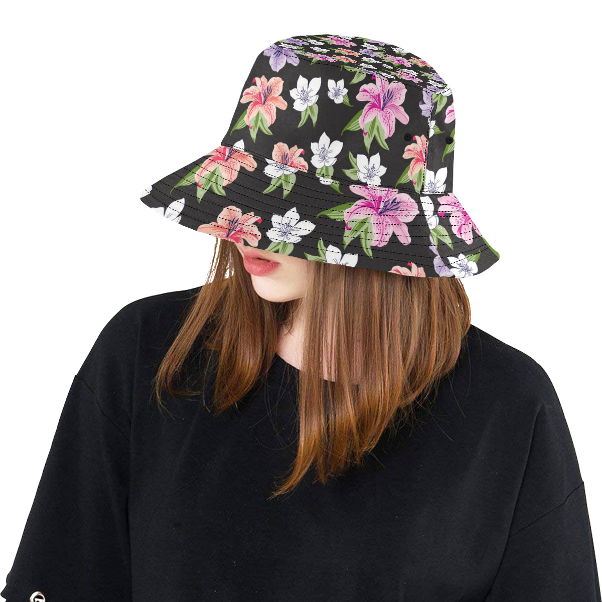 Lily Pattern Print Design LY02 Unisex Bucket Hat