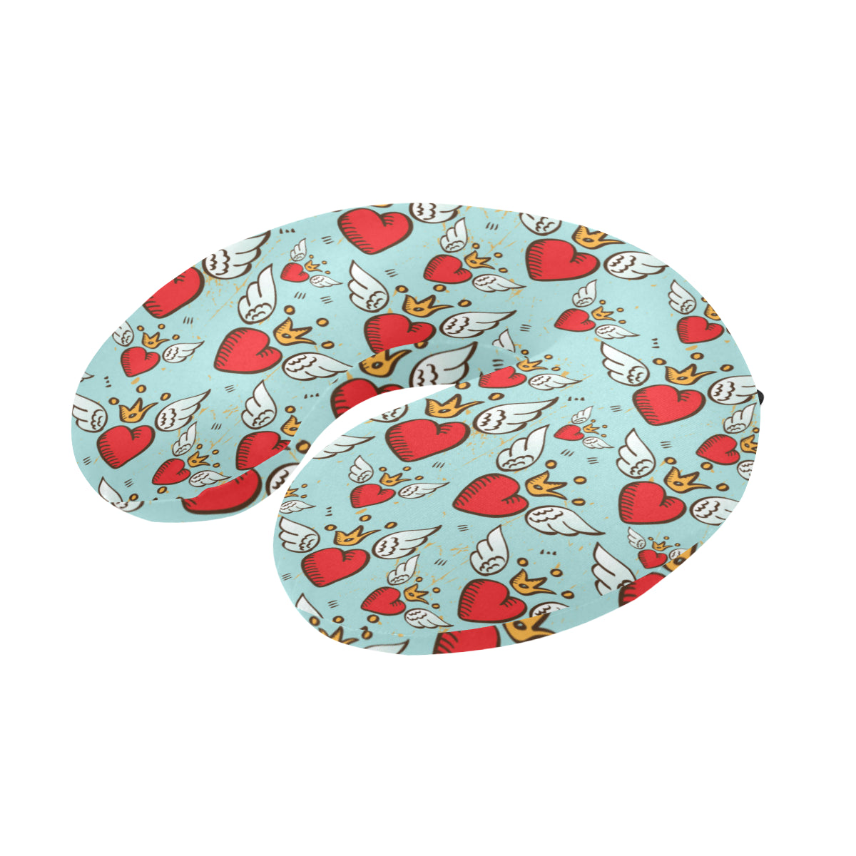 Angel Wings Heart Pattern Print Design 02 U-Shaped Travel Neck Pillow