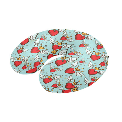 Angel Wings Heart Pattern Print Design 02 U-Shaped Travel Neck Pillow