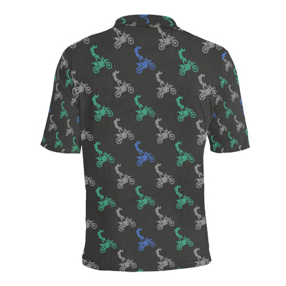 Motocross Pattern Print Design 02 Men Polo Shirt