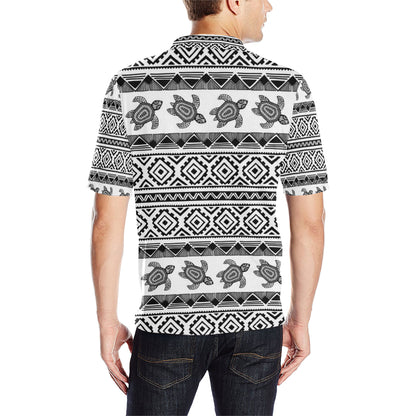 Sea Turtle Tribal Aztec Men Polo Shirt