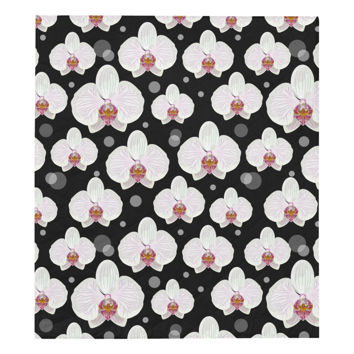 Orchid White Pattern Print Design OR09 Premium Quilt