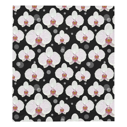Orchid White Pattern Print Design OR09 Premium Quilt