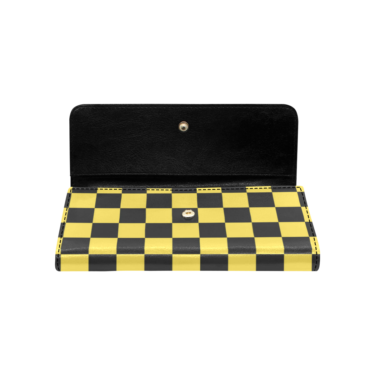 Checkered Yellow Pattern Print Design 03 Women's Trifold Wallet