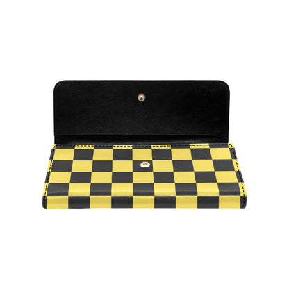 Checkered Yellow Pattern Print Design 03 Women's Trifold Wallet