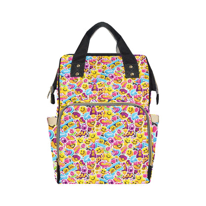 Emoji Sticker Print Pattern Diaper Bag Backpack